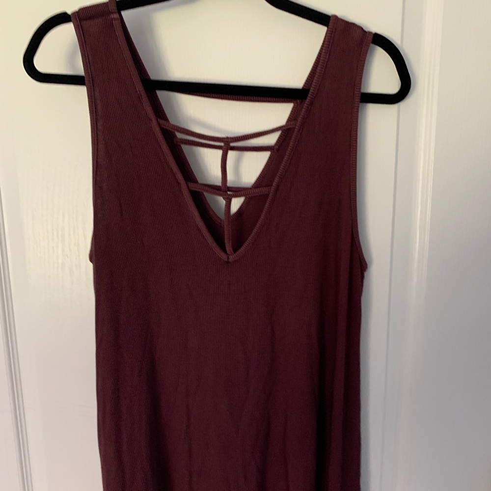 Maroon Ribbed Tank - Picture 2 of 2